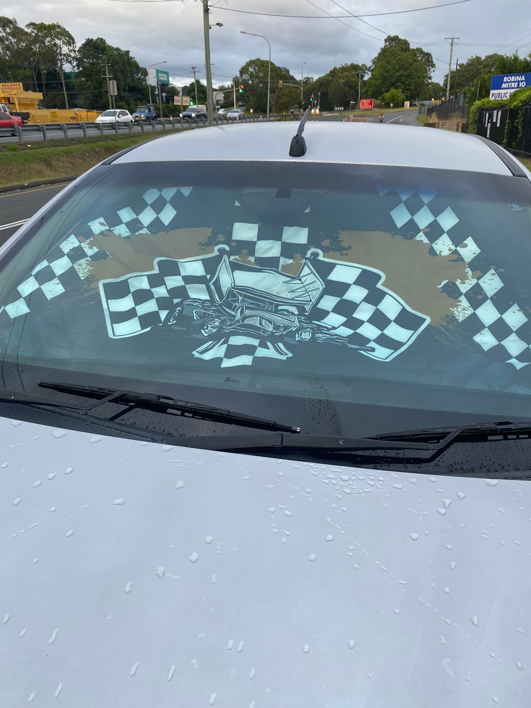 Customer photo review of Sprint Car Racing Windshield Sun Shade V1