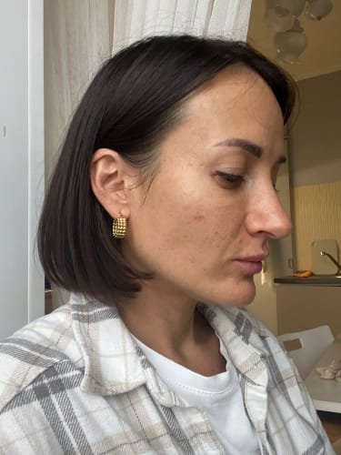 Customer photo review of Three Row Gold Hoop Earrings