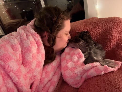 Customer photo review of Cotton Candy Check Print Extended Throw