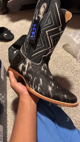 Customer photo review of COWHIDE | MEN SQUARE TOE WESTERN COWBOY BOOTS