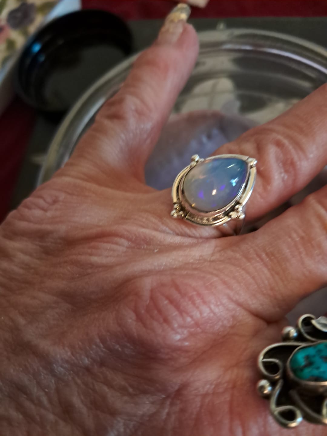 Customer photo review of Opal Teardrop Ring Sterling Silver