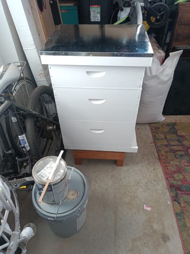 Customer photo review of BeeCastle Hives Natural Hive 10 Frame 3 Layer:Crafted with 2 Deep Cedarwood Boxes and 1 Cedarwood Super Box,Including Premium Wooden Frames and Beeswax Plastic Foundation.