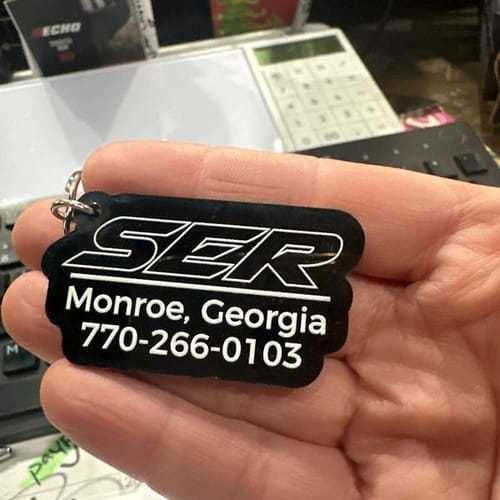 Customer photo review of Customized keychains for businesses