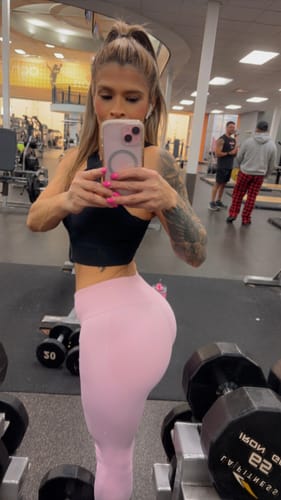 Customer photo review of Light Pink Shaping Scrunch Butt Leggings