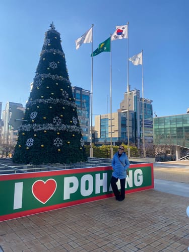 Customer photo review of Periwinkle Duck Down Puffer Coat