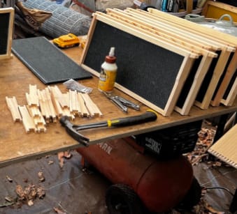 Customer photo review of MayBee Hives Unassembled 10 Frame Deep Bee Box BeesWax Coated Bee Hives Includes Pine Wood Frame, BeesWaxed Foundation Sheets