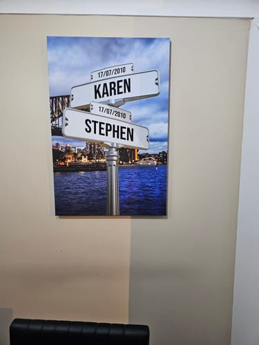 Customer photo review of Personalized Date and Names Sign Canvas