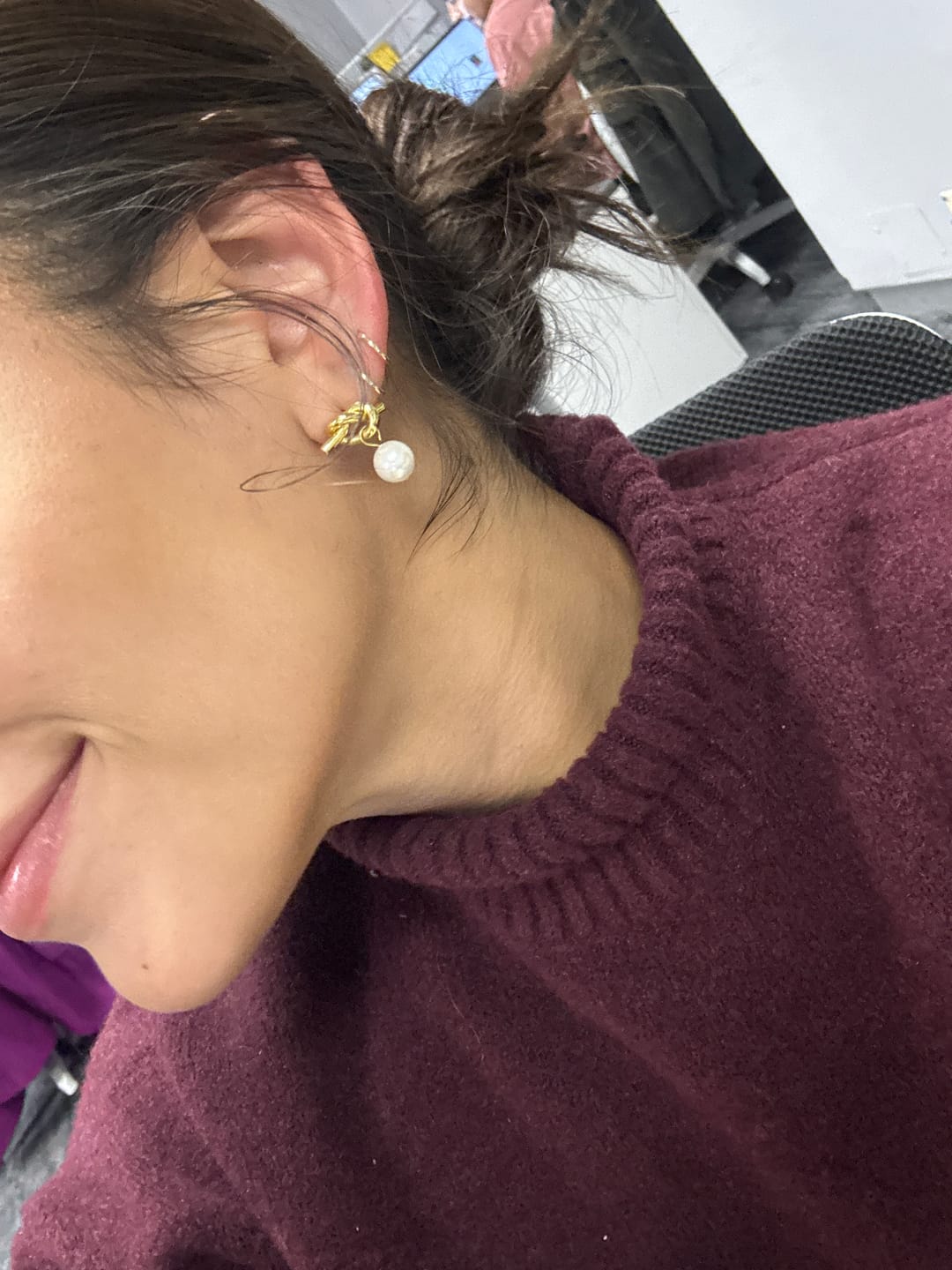 Customer photo review of Par Arete Nudo Con Perla