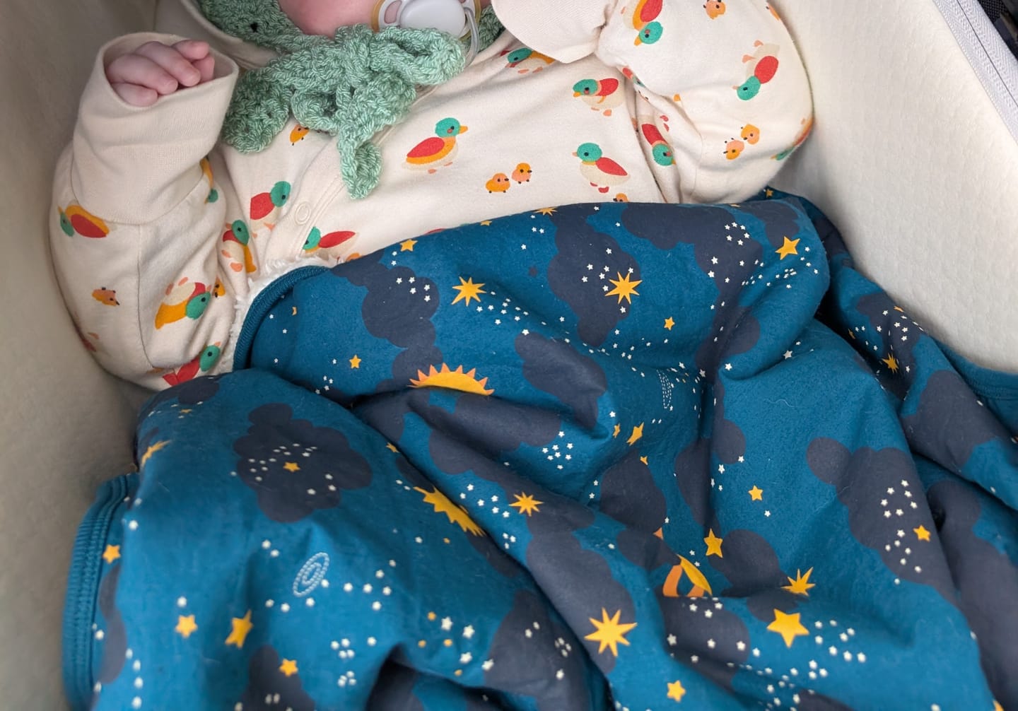 Customer photo review of Saturn Nights Sherpa Hooded Baby Blanket