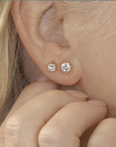 Customer photo review of 9K Gold Lab Grown Diamond Classic Stud Earrings