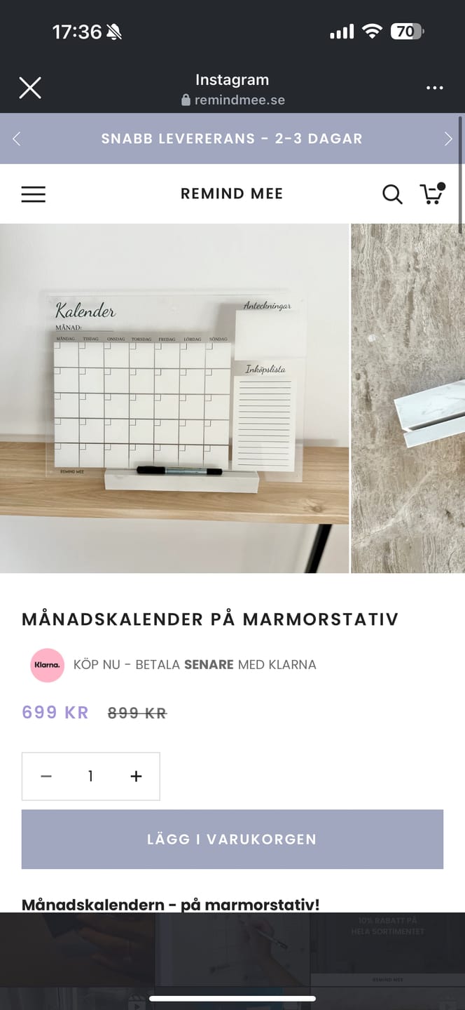Customer photo review of Månadskalender på marmorstativ