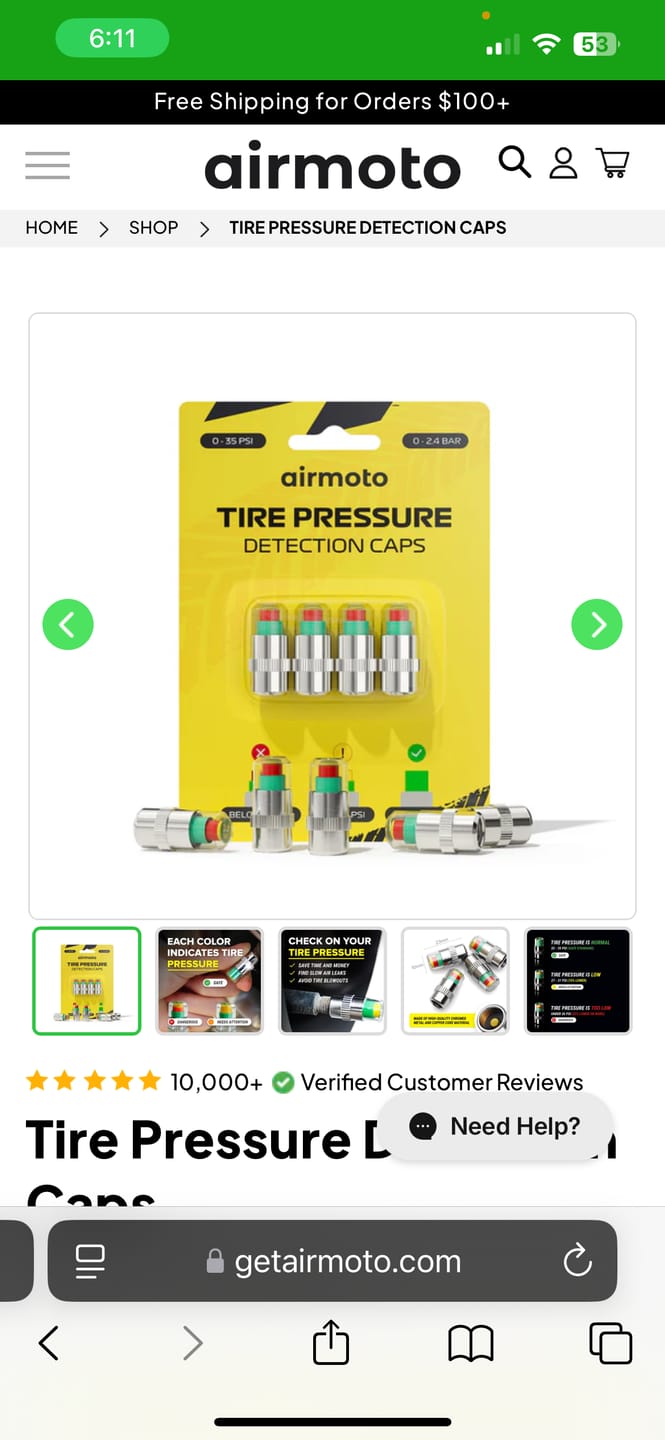 Customer photo review of Tire Pressure Detection Caps
