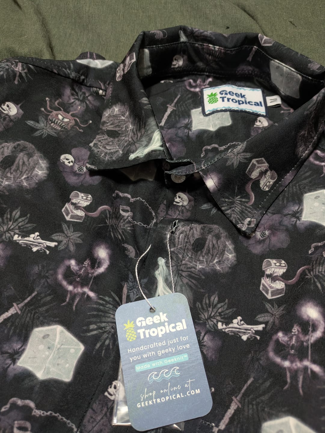 Customer photo review of Dnd Dungeon Monsters Midnight Button Up Shirt