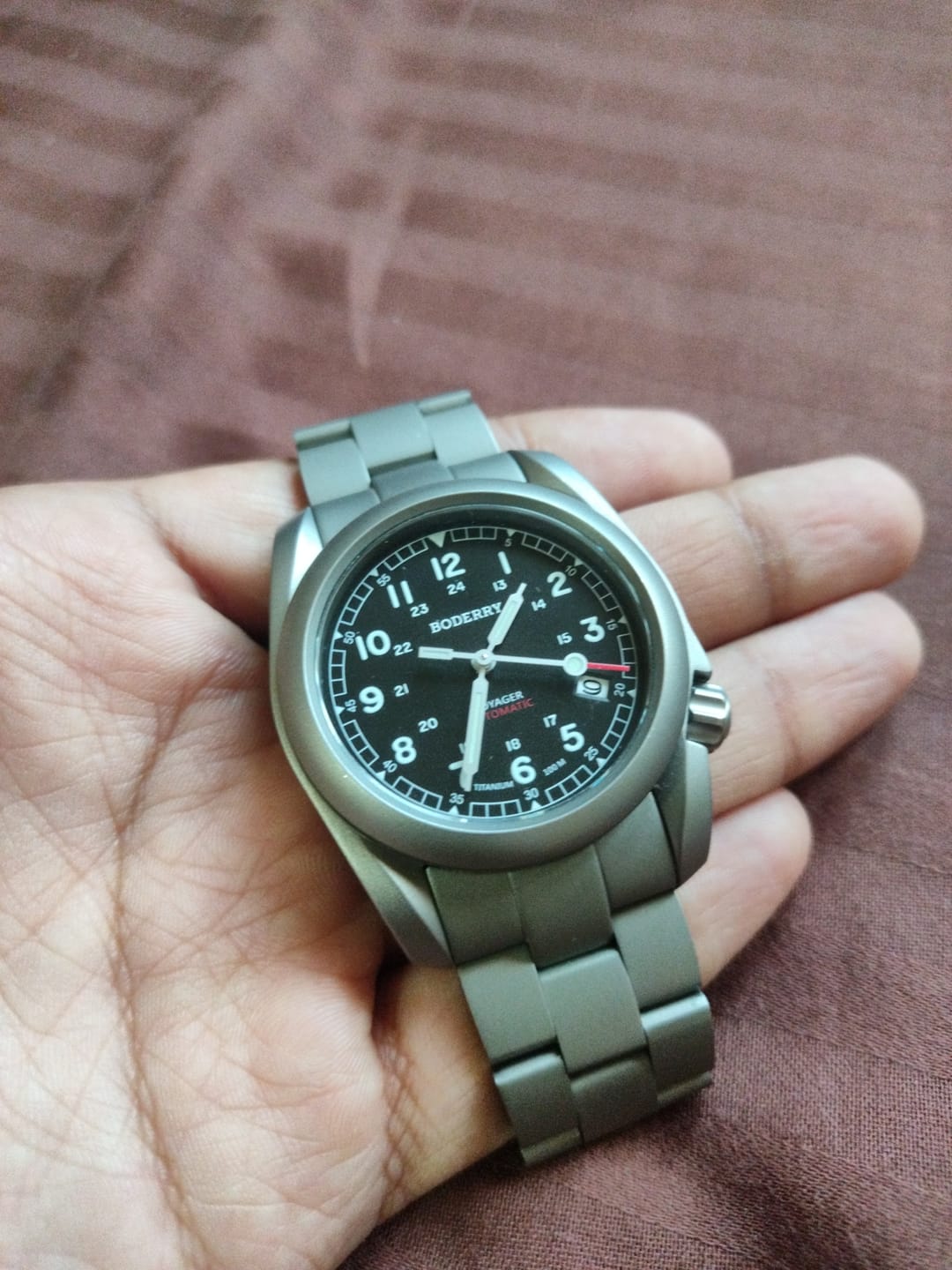 Customer photo review of VOYAGER - 100M Waterproof Titanium Automatic Field Watch | Black-bracelet