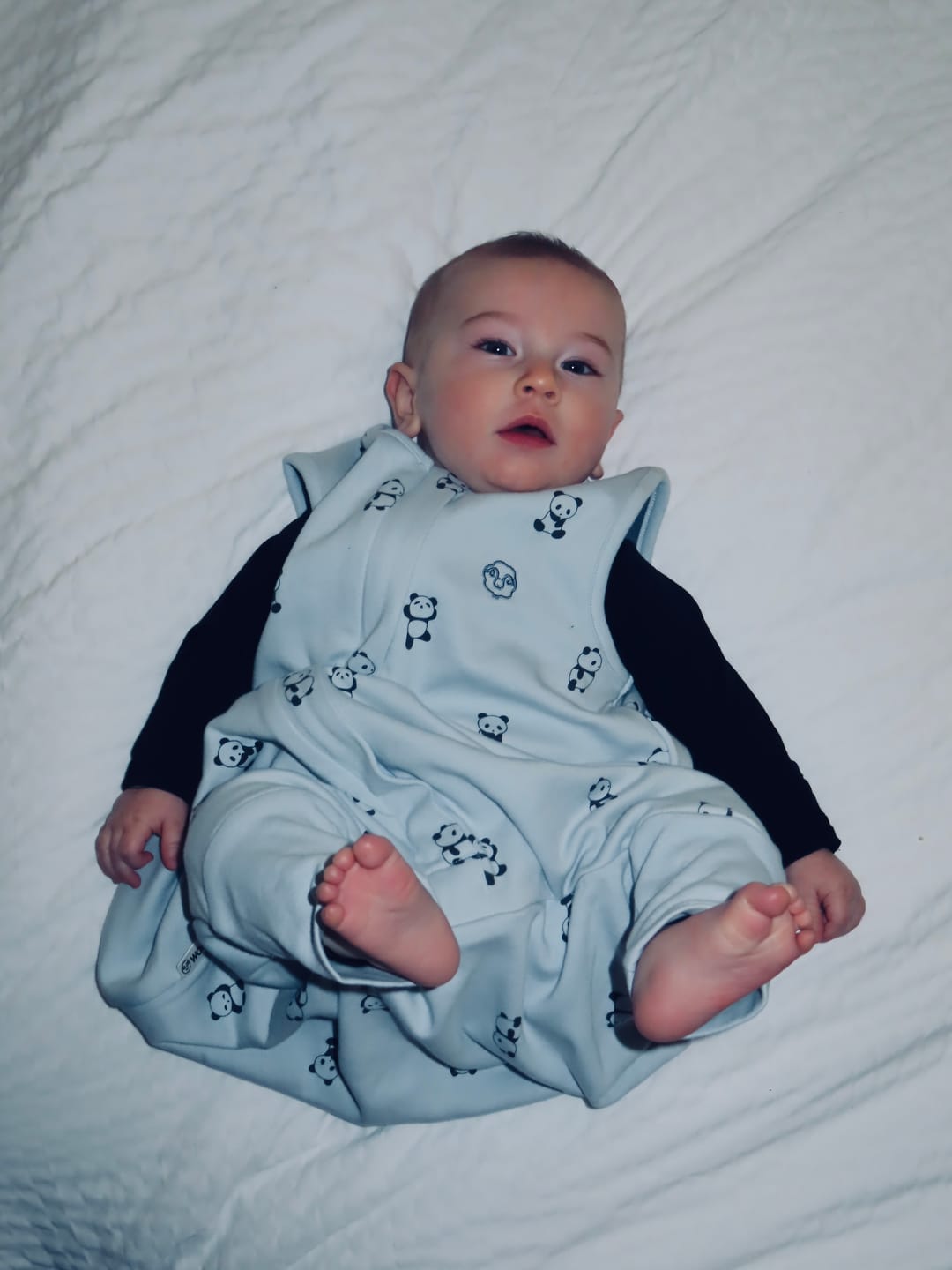 Customer photo review of 4 Season® Baby Sleep Bag with Feet, Merino Wool & Organic Cotton, Panda