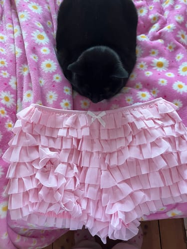 Customer photo review of Delicate Chiffon Ruffle Shorts