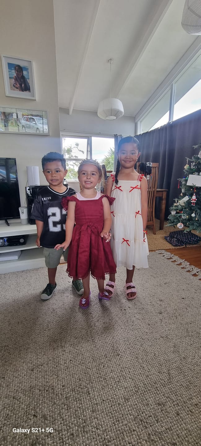 Customer photo review of Alaia Linen Girls Dress - Cherry Red