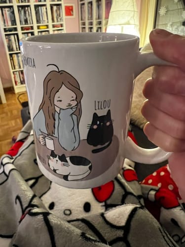 Customer photo review of Personalized Cat Morning Mug