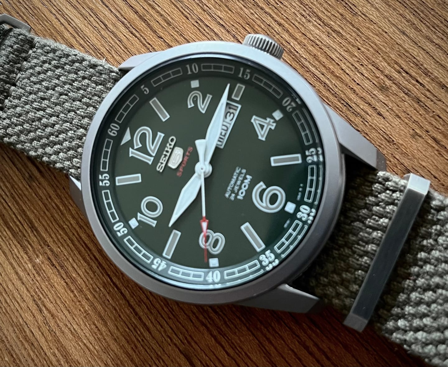 Customer photo review of Vintage Style Woven Fabric Military Watch Strap