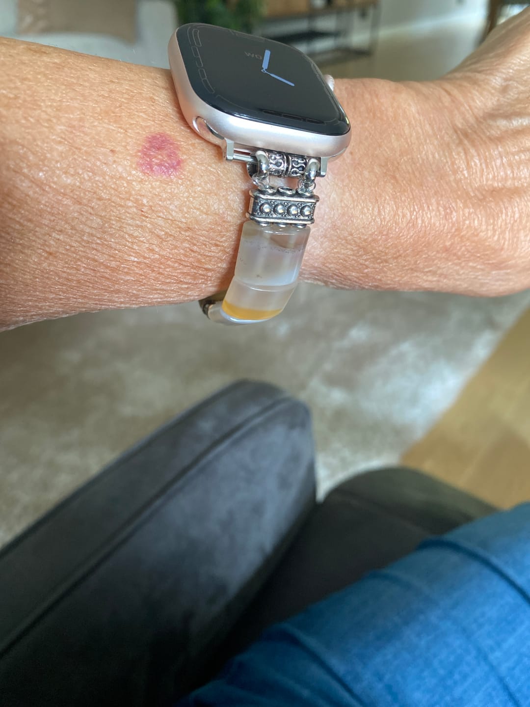 Customer photo review of Sacred Sands Agate Stretch Apple Watch Strap