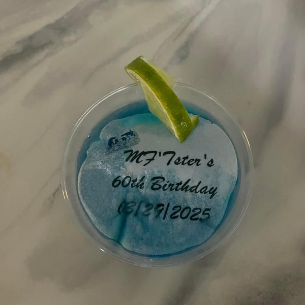 Customer photo review of 50-1000 Personalized Edible Drink Toppers: Monogram Cocktail Garnishes