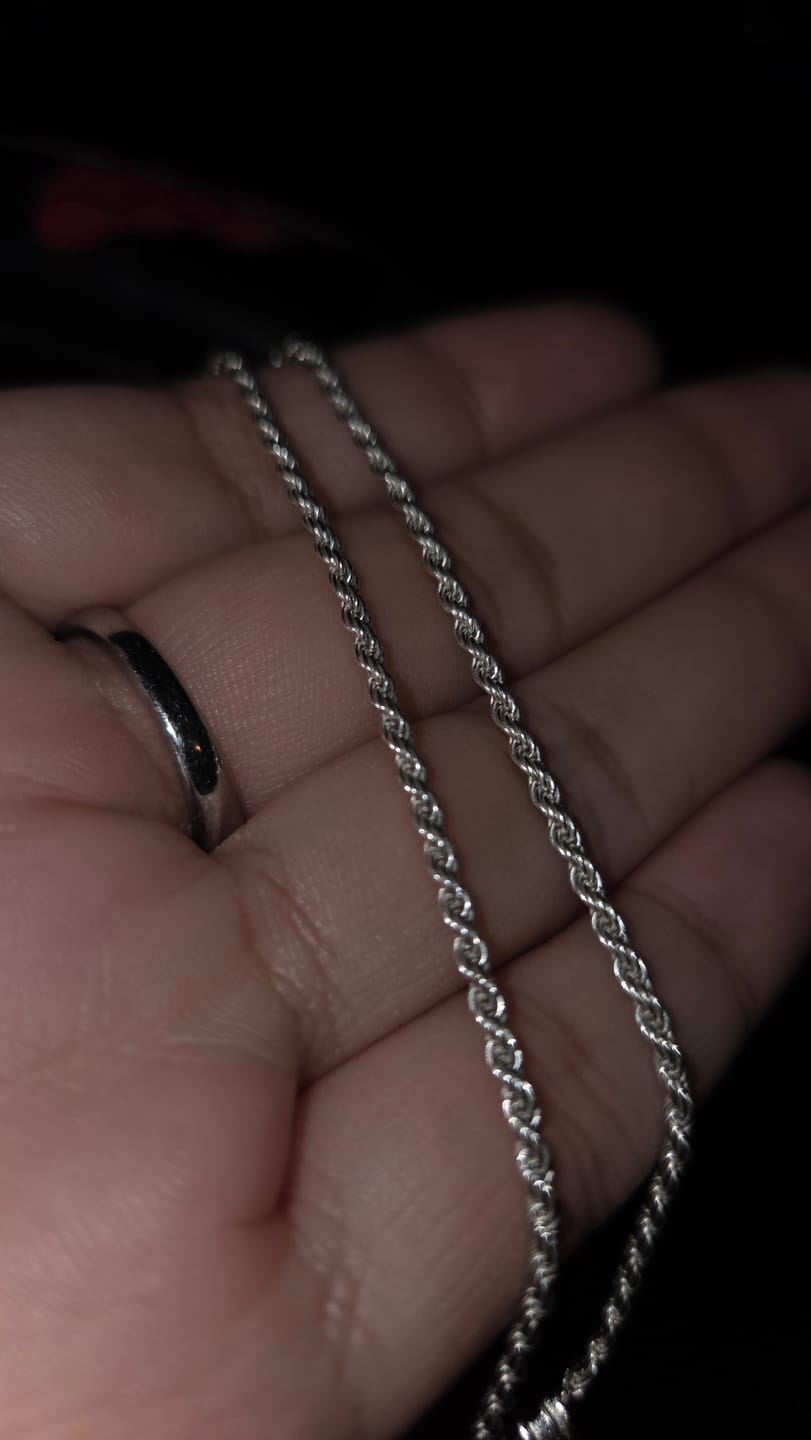 Customer photo review of 2MM STERLING SILVER ROPE CHAIN