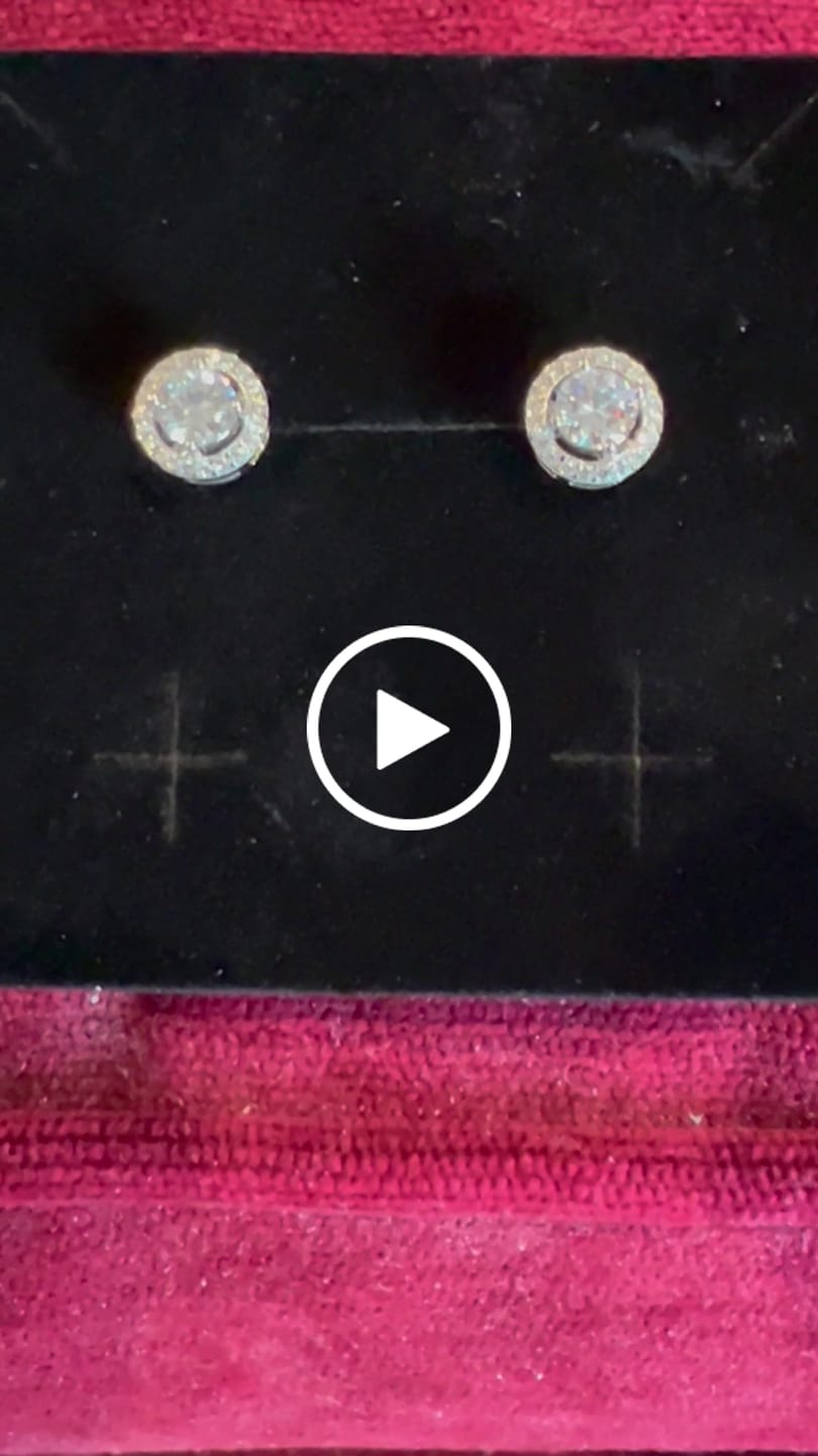 Customer video review of Moissanite by Cate & Chloe Kailani 18k Gold Plated 925 Sterling Silver Stud Earrings 1.18tcw