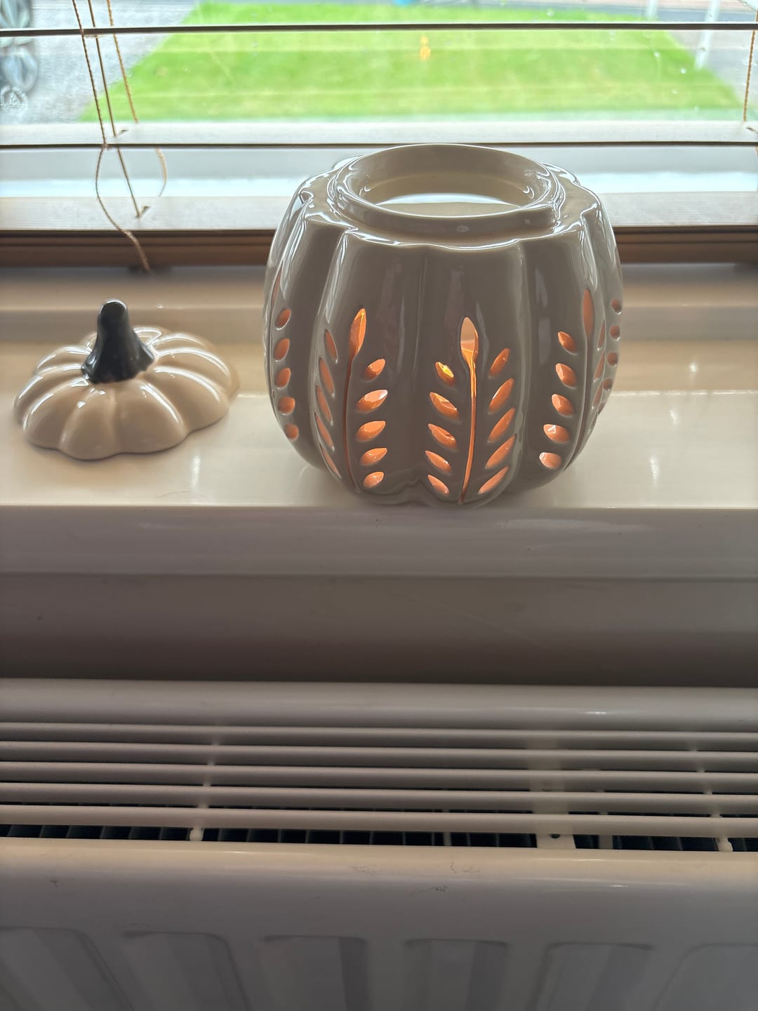 Customer photo review of Cream Leaf Cut Out Pumpkin Wax Burner
