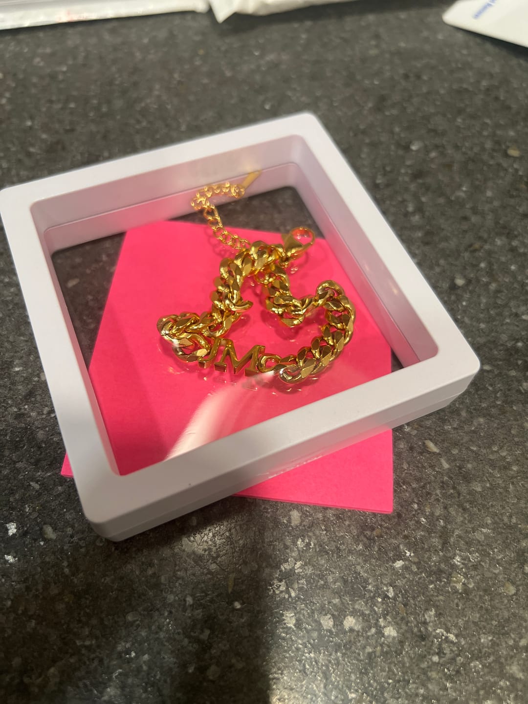 Customer photo review of Initials Bracelet w/ XL Cuban Chain