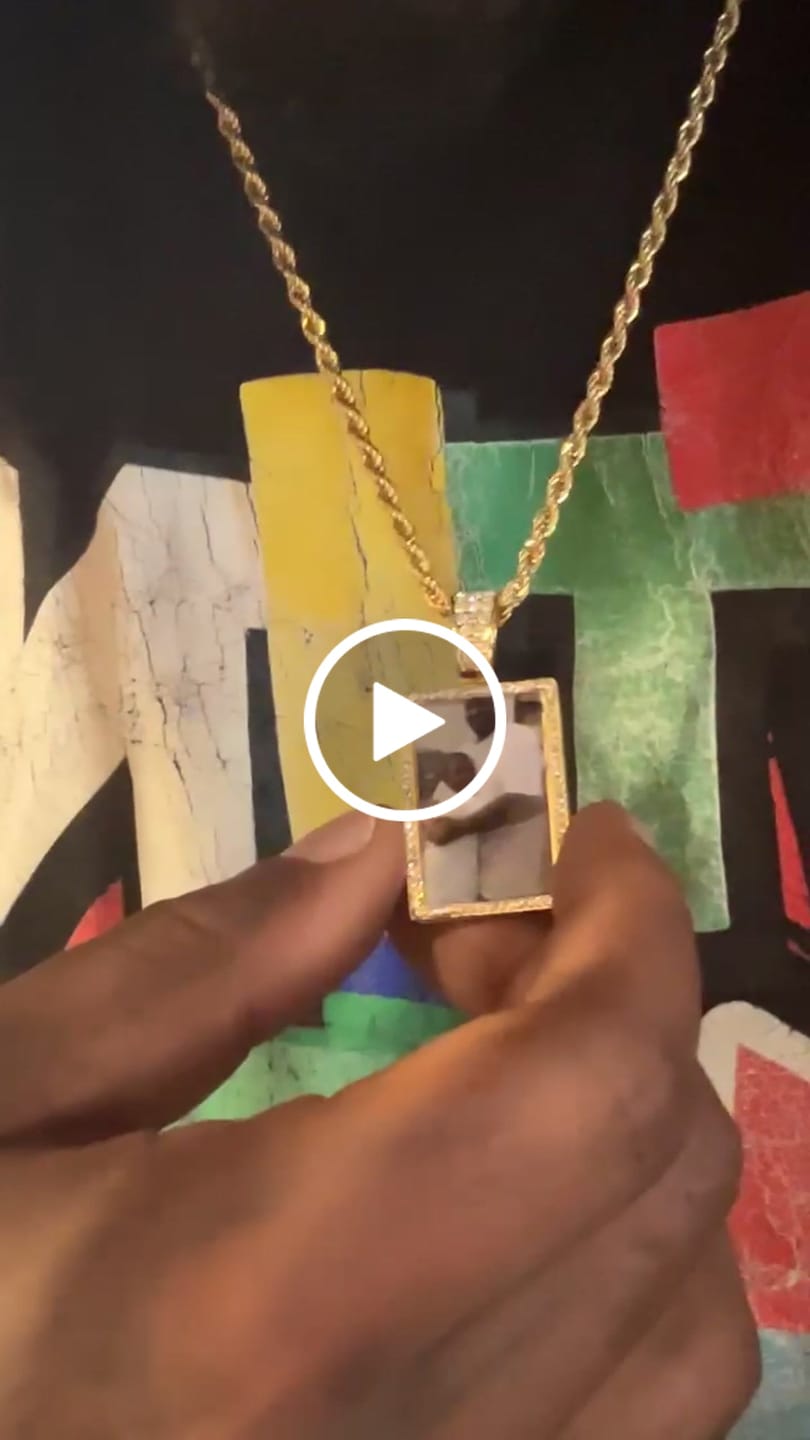 Customer video review of Personalized Diamond Studded Colorful Photo Necklace