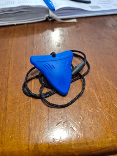 Customer photo review of Shark Tooth Sensory Chew Necklace - Free Hygiene Case