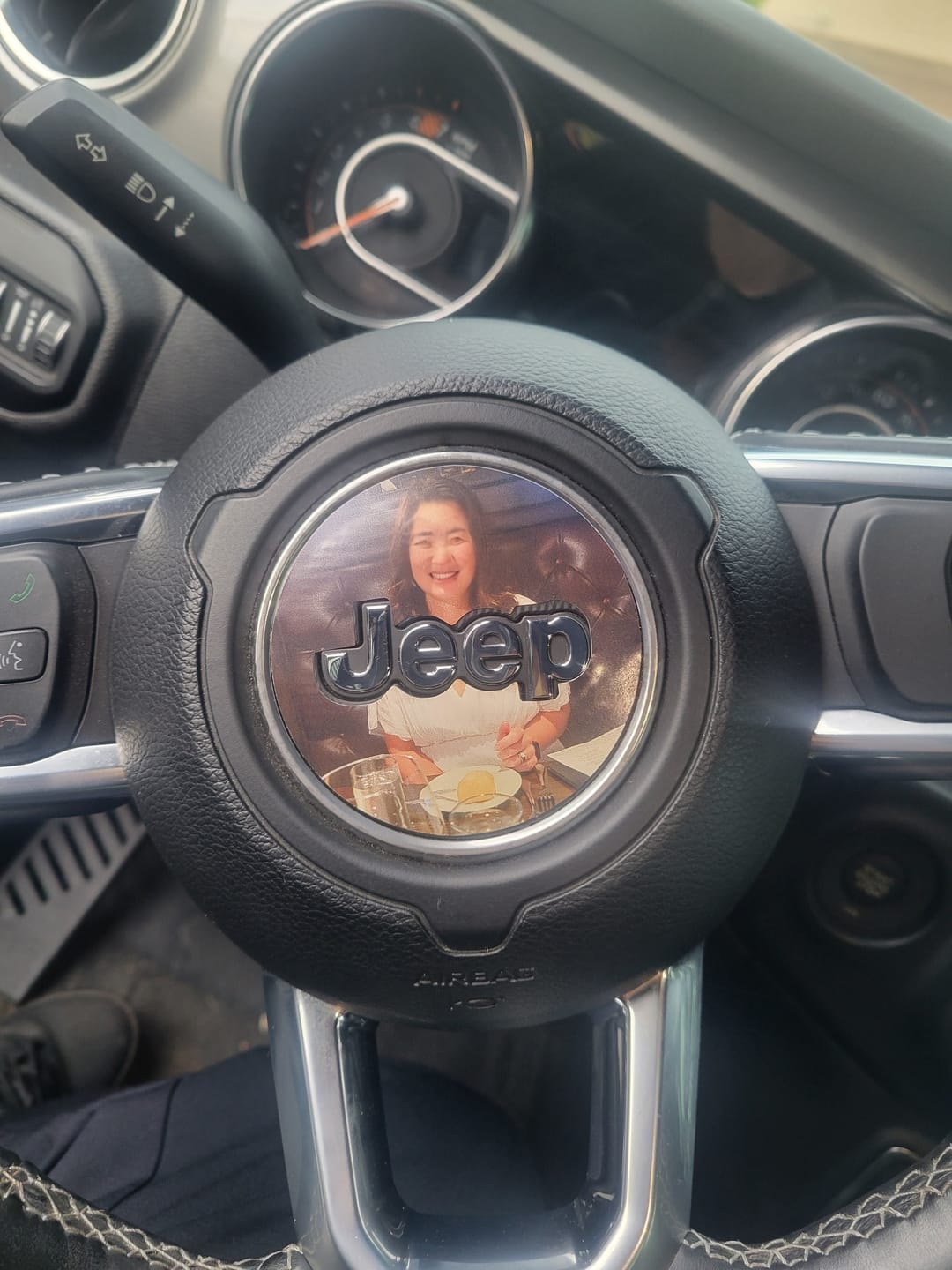 Customer photo review of Design Your Own Steering Wheel Decal for Jeep