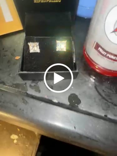 Customer video review of Princess Cut Moissanite VVS D Stud Earrings .925 Sterling Silver