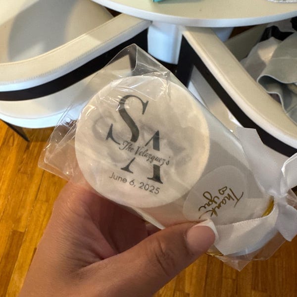 Customer photo review of 50-1000 Personalized Edible Drink Toppers: Monogram Cocktail Garnishes