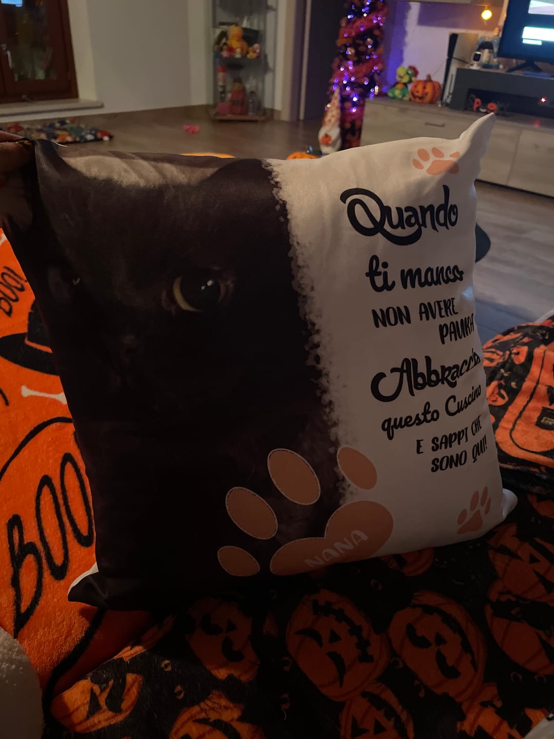 Customer photo review of Quando ti manco - Cuscino personalizzato