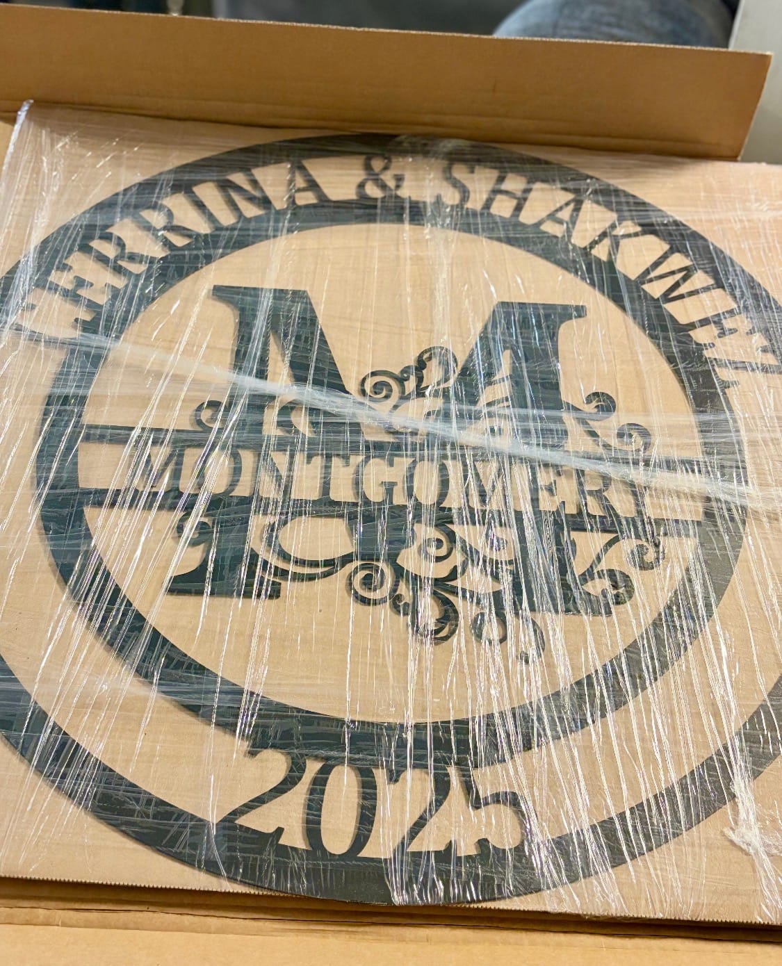 Customer photo review of Custom Metal Family Established Monogram Wall Art - 20+ Color Options