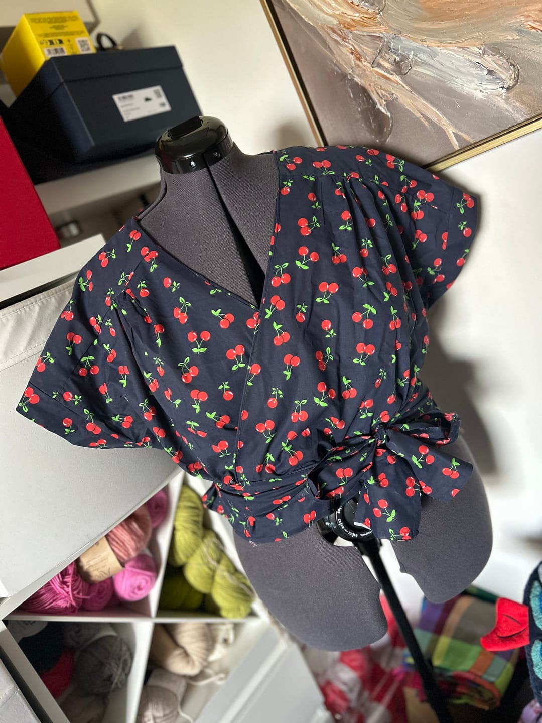 Customer photo review of Cherries and Leaves Polycotton Fabric
