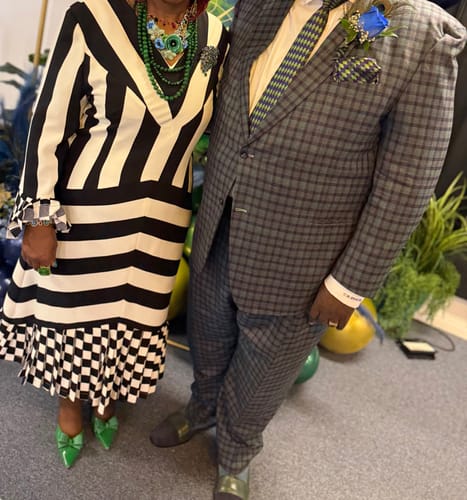 Customer photo review of Ties2you Silk Tie Green Purple Diamond Plaid Mens Dress Tie Pocket Square Cufflinks Set for Formal