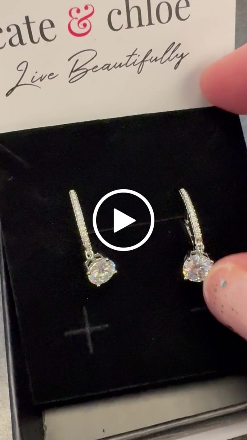 Customer video review of Moissanite by Cate & Chloe Finley 18k Gold Plated 925 Sterling Silver Dangle Earrings 2.13tcw