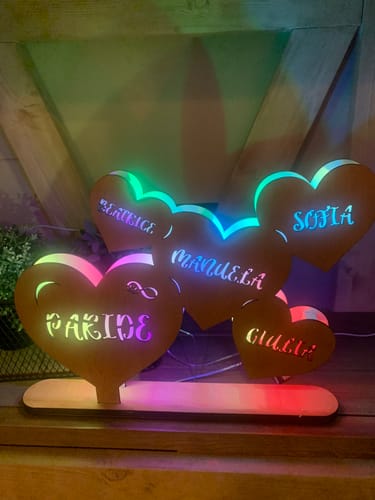 Customer photo review of Lampada Cuore Mio Personalizzata con Nomi della Famiglia o Coppia