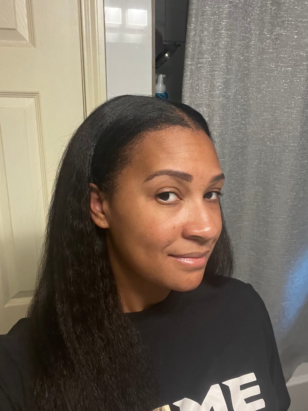 Customer photo review of Jada Cambodian Kinky Straight - Traditional Weft Clip In Bundles