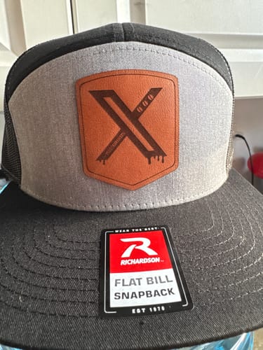 Customer photo review of Flat Bill Seven-Panel Leather Patch Hat - Richardson 168