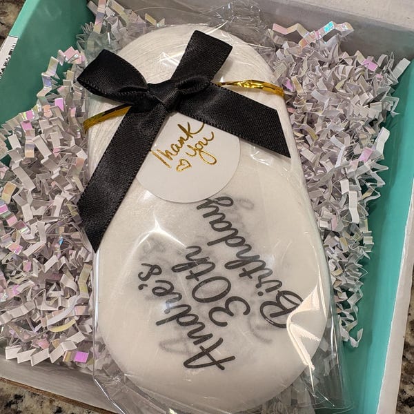 Customer photo review of 50-1000 Personalized Edible Drink Toppers: Monogram Cocktail Garnishes