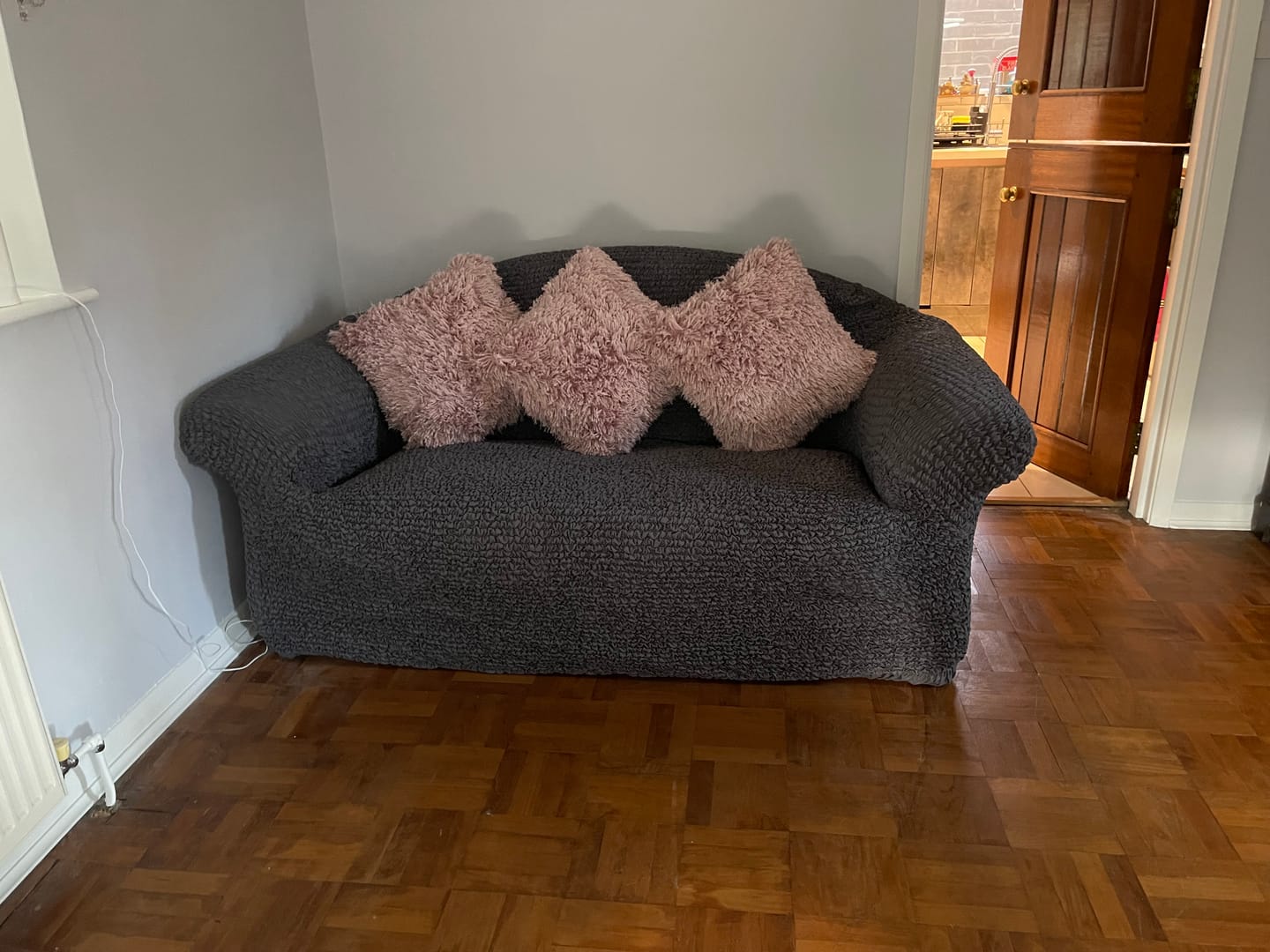 Customer photo review of 3 Seater Sofa Cover - Charcoal, Microfibra