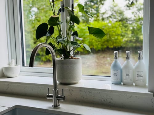 Customer photo review of Milky White 500ml Glass Bottle with Metal Pump