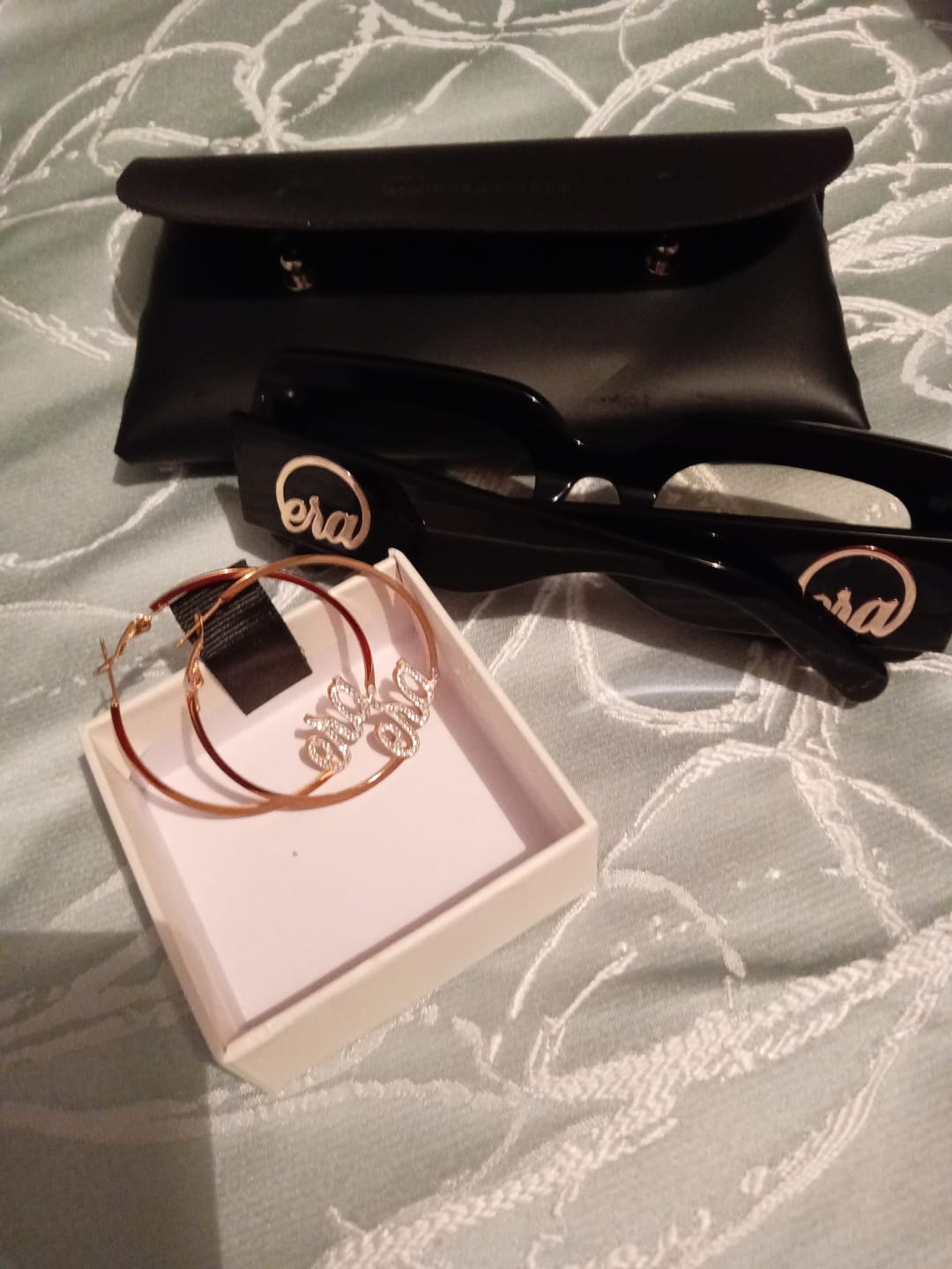 Customer photo review of Gold Precious Era Logo Hoops