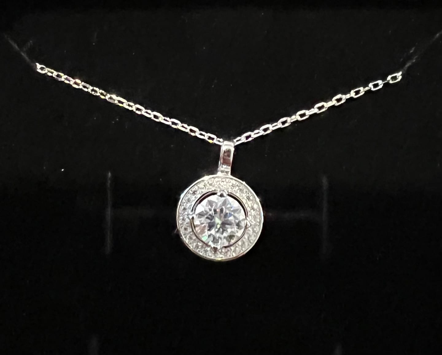 Customer photo review of Moissanite by Cate & Chloe Jordan 18k Gold Plated 925 Sterling Silver Necklace 0.95tcw