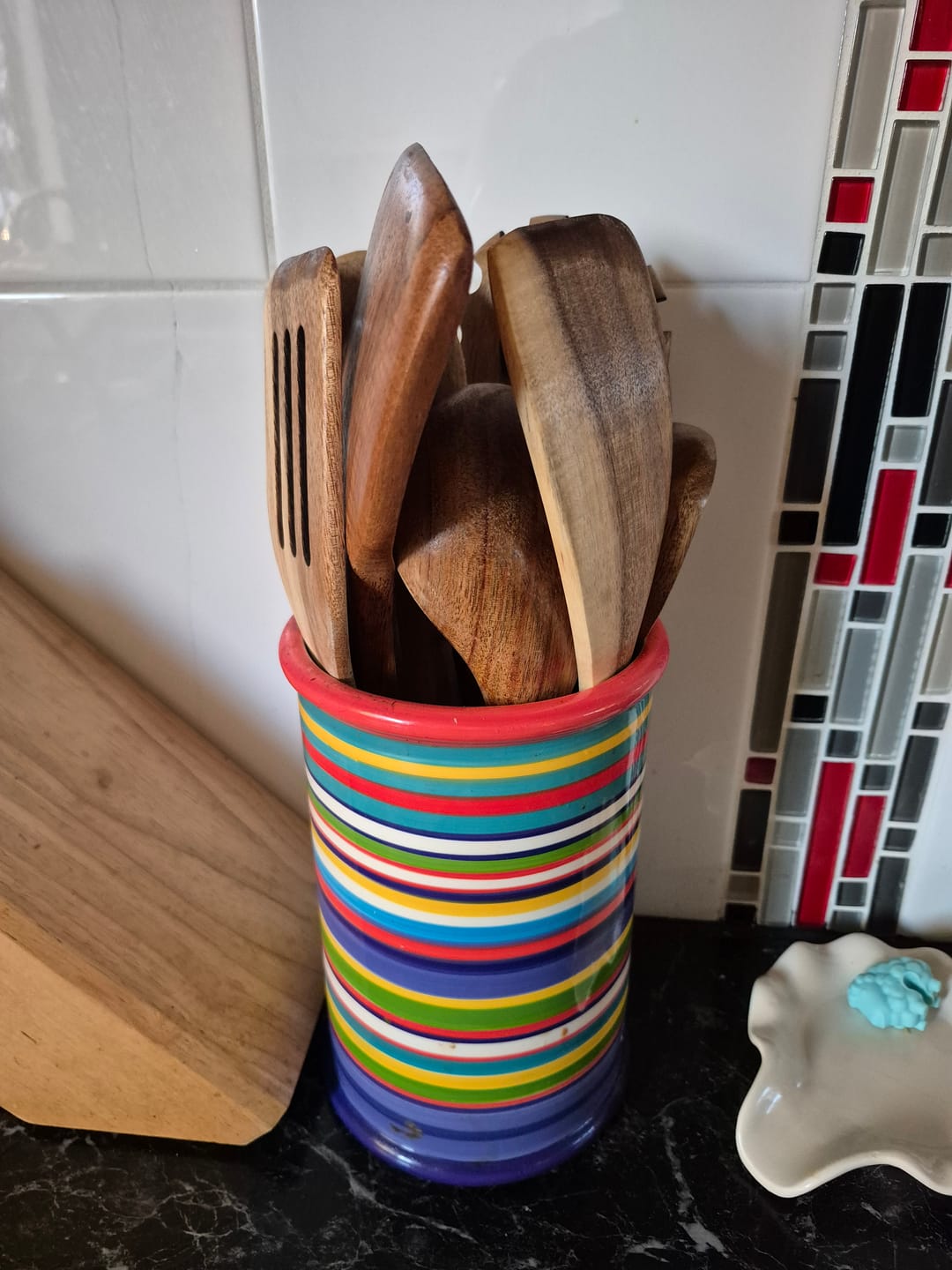 Customer photo review of Natural Teak Wooden Utensil Set