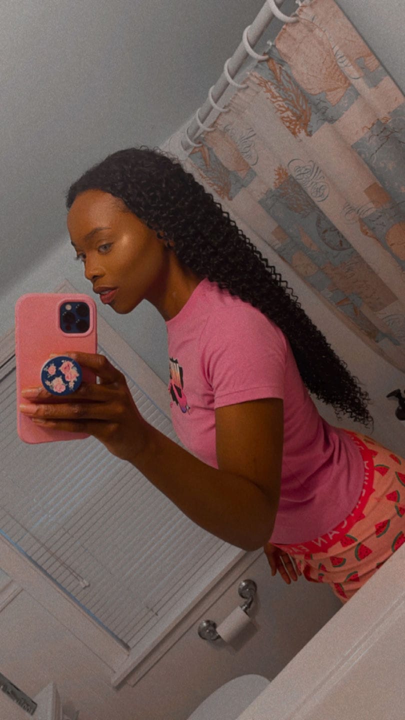 Customer photo review of Kayla 3C Burmese Loose Kinky Curly -  InVisiRoot® Clip-ins (AKA TrueRoot™ Clip-ins)