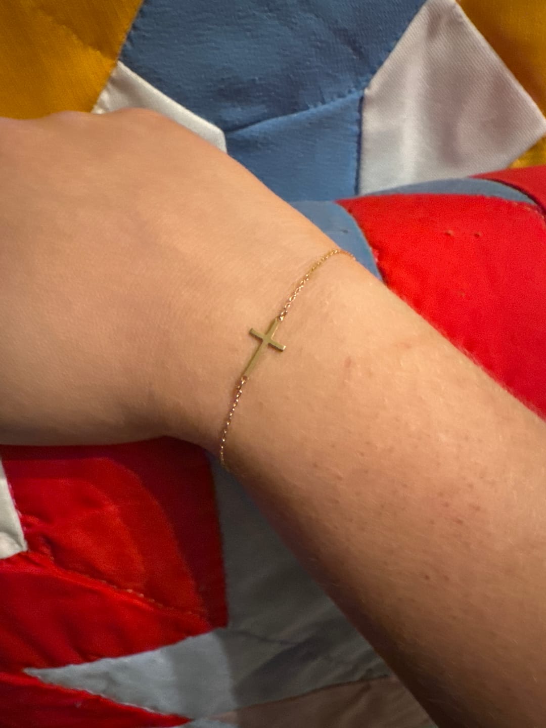 Customer photo review of Dainty Cross Bracelet